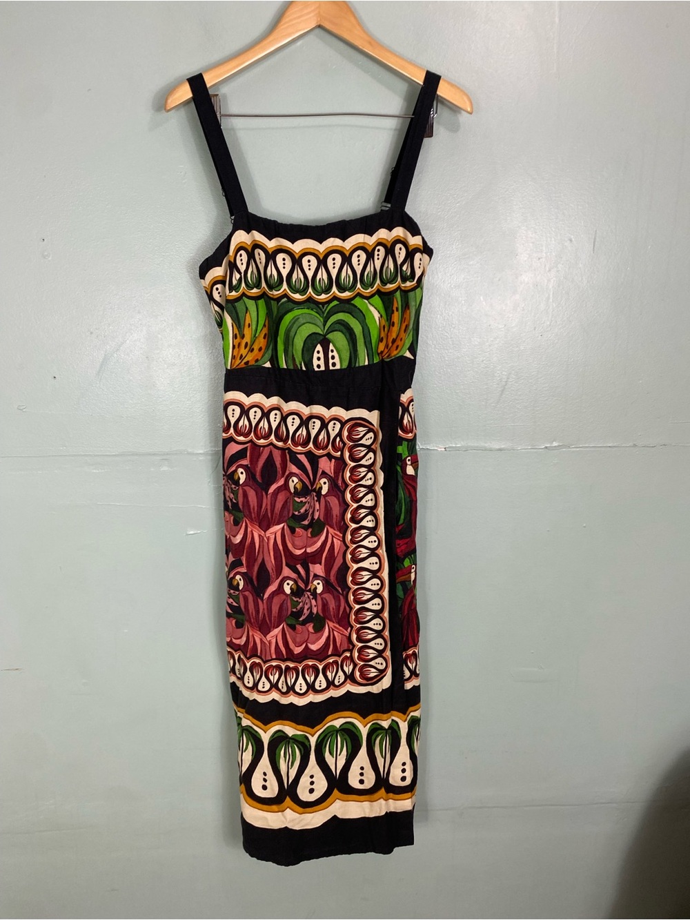 Farm Rio Coconut Tree Flow Dress Linen Blend Sundress Midi Large